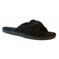 thumbnail image 1 of Isotoner Women's Microterry Bow Open Toe Slide Slipper (Black, Small 6.5-7), 1 of 4