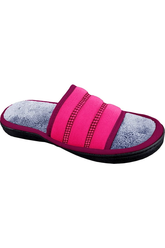 Women's Microterry Jersey Selena Open Toe Slide Slipper , Pink, 6.5-7