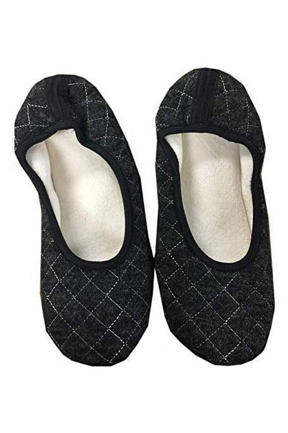 Women's Quilted Ballet Slippers with Bag