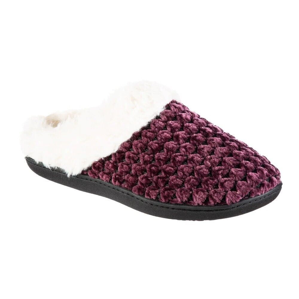 Isotoner Women s Recycled Popcorn Chenille Erin Hoodback Slippers