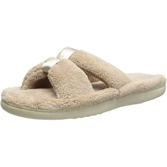 Isotoner Women's Signature X-Slide Slipper, Satin Trim with Memory Foam TAU-7/8