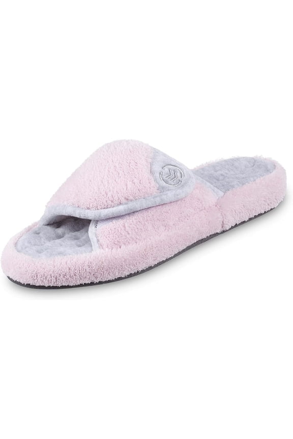 Isotoner Women's Terry Spa Slip On Slide Slipper with Memory Foam for Indoor/Outdoor Comfort AZO-6/7