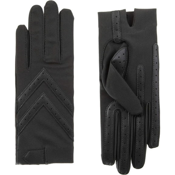 Isotoner Women's Unlined Touchscreen Leather Palm Driving Gloves, Small/Medium