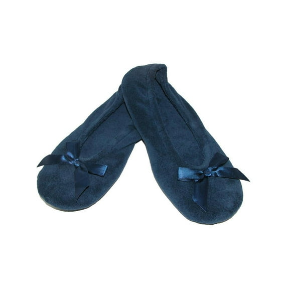 Isotoner Womens Classic Terry Ballerina Slipper NVY-2XL