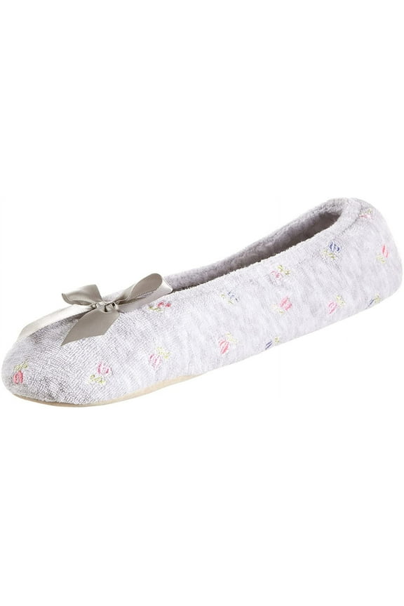 Womens Embroidered Terry Ballerina Slippers HGY-XL