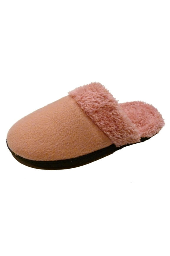 Womens Pink Rose Clog Slippers Cozy Faux Fur Medium (7.5-8)
