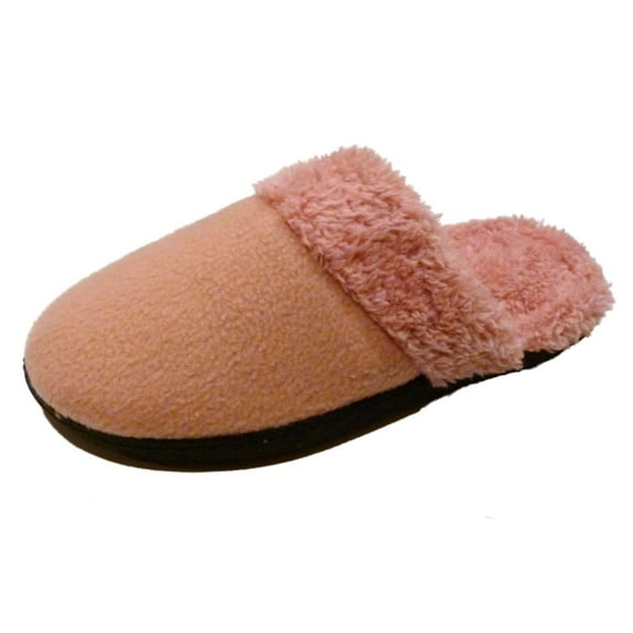 Isotoner Womens Pink Rose Clog Slippers Cozy Faux Fur Medium (7.5-8)