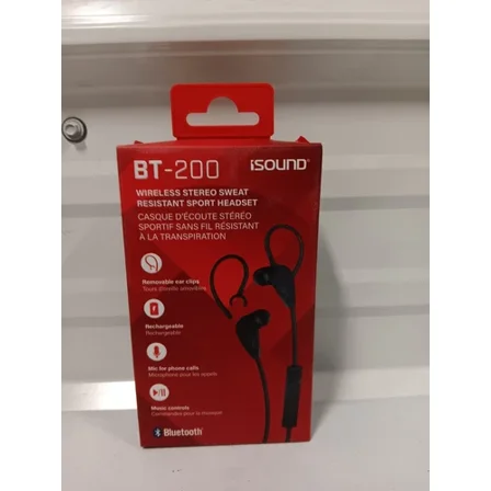 Isound Bluetooth Bt-200 Wireless Earbuds Black Earclips Dghp-5606