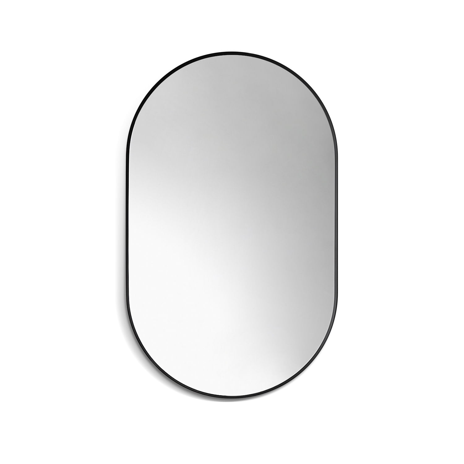 Ispra 36" Oval Matt Black Aluminum Bathroom Mirror