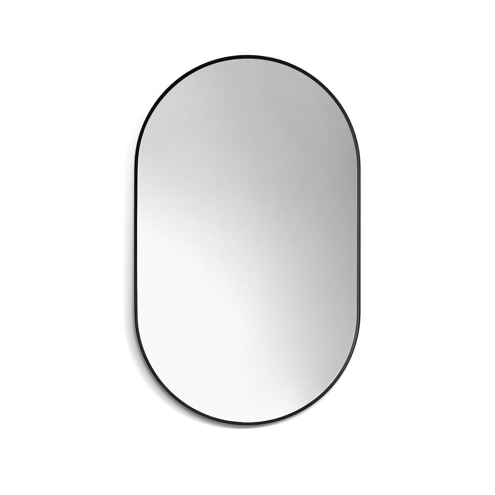 Ispra 36" Oval Matt Black Aluminum Bathroom Mirror
