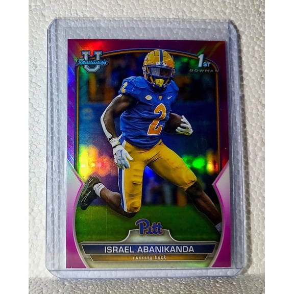 Israel Abanikanda 2022 Topps 1st Bowman U Pink Refractor Football #95 Card Pitt