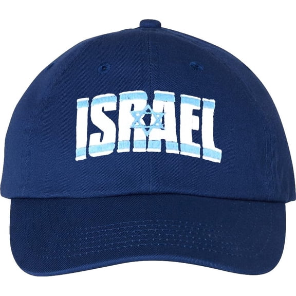 Israel Flag Embroidered Dad Hat Proud Israeli 100% Cotton Adjustable Unisex Baseball Cap, Navy Blue
