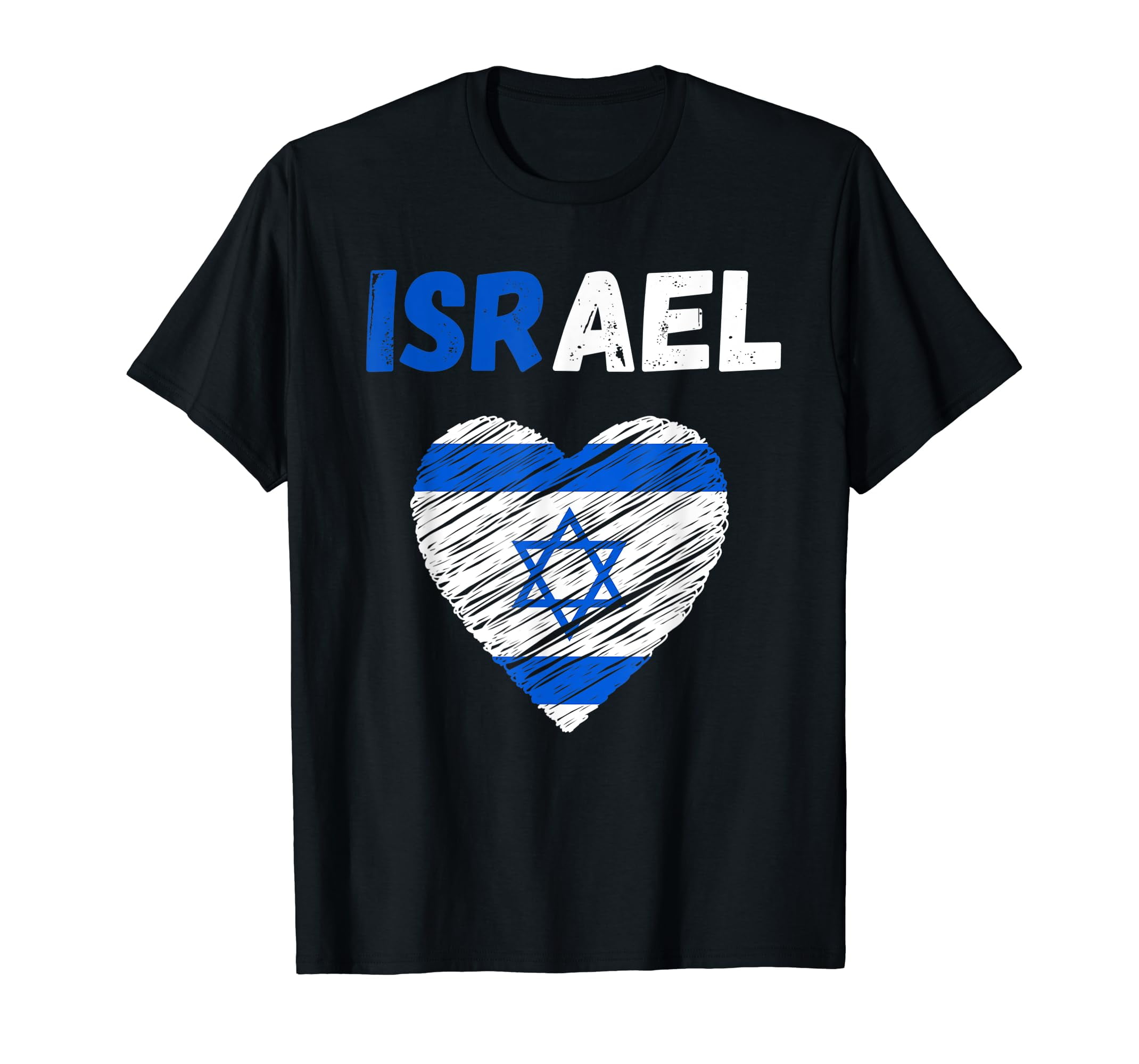 Israel Flag Holiday Israel Heart Israeli Flag TShirt Black Tee