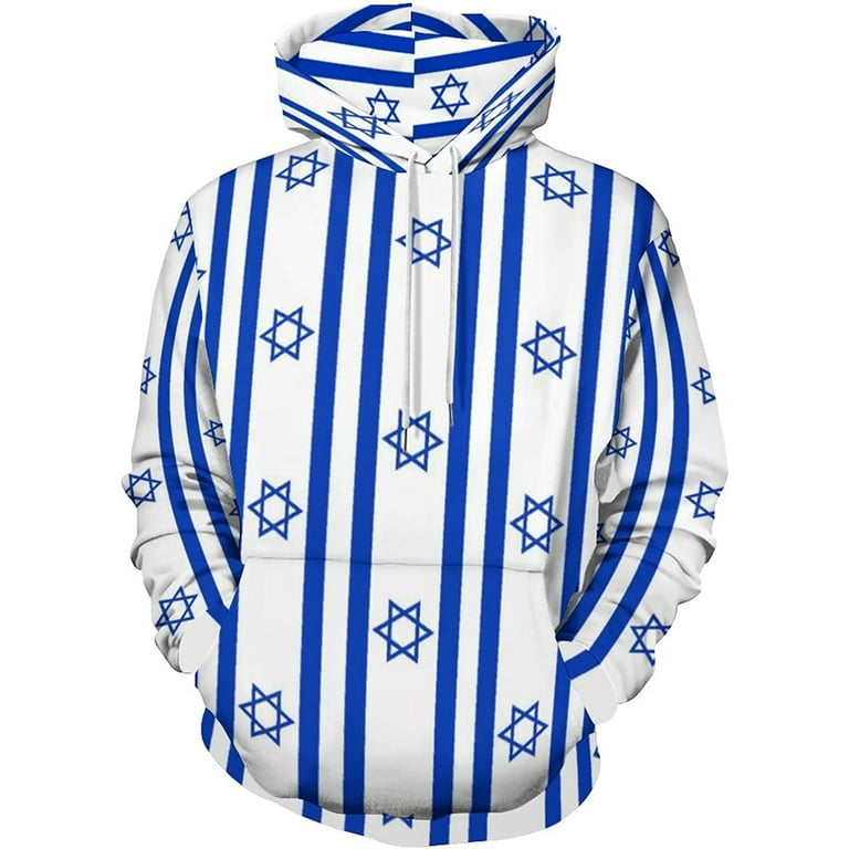 Israel Flag Shaped Unisex Sweatshirt Long Sleeve Hooded Pullover