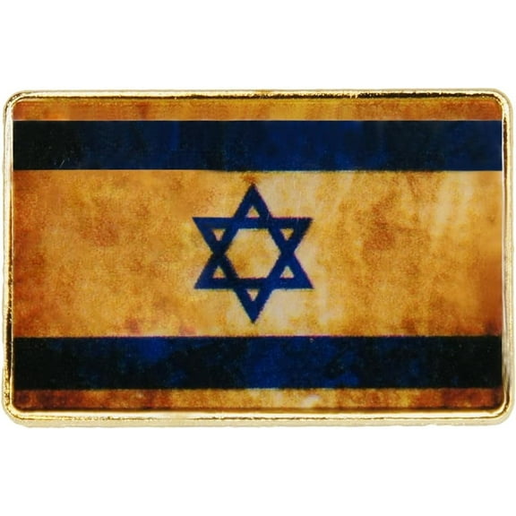 Israel Glossy Flag Lapel Pin with Magnetic Back - Officially Licensed, Distressed Design Enamel Pin