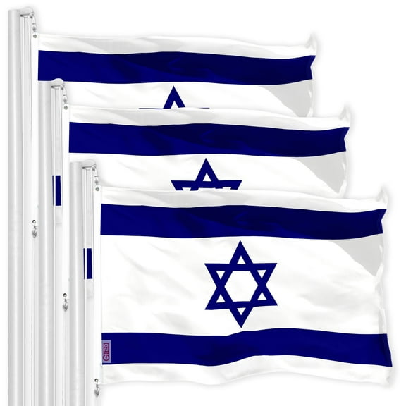 G128 3-Pack: Israel Flag 3x5 Ft | LiteWeave Pro 150D Polyester, Vibrant Colors, Brass Grommets