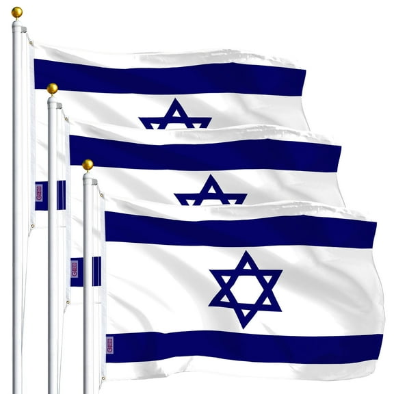 G128 3-Pack: Israel Israeli Flag 3x5FT | Printed Polyester, Durable Outdoor Flag with Brass Grommets