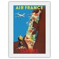 thumbnail image 1 of Israel - Lockheed Constellation “Connie” over Tel-Aviv Jerusalem - France - Vintage Airline Travel Poster by Maurice Renluc c.1951 - Japanese Unryu Rice Paper Art Print 24 x 32 in, 1 of 4