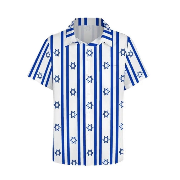 Israel Nation Flag 3D Printed Hawaiian Men's Shirt Summer Loose Quick Drying Surfing Beach Shirt Casual Unisex Button Aloha