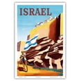 thumbnail image 1 of Israel - Zionist Heroic Girl Holding Israeli Flag - Walls of Jerusalem - Vintage Airline Travel Poster by Maurice Renluc c.1949 - Master Art Print (Unframed) 12in x 18in, 1 of 4