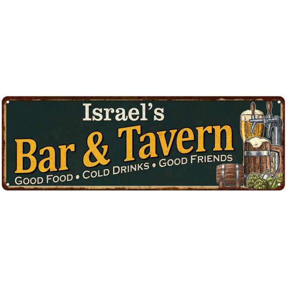 Israel's Bar and Tavern Green Sign Man Cave 6x18 206180003297