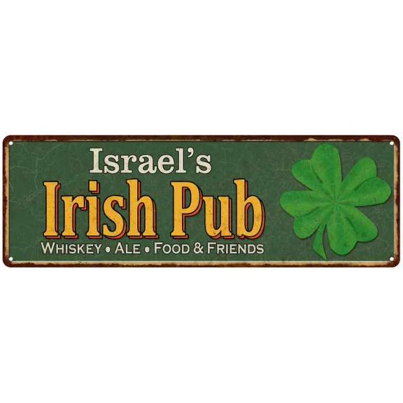 Israel's Irish Pub Metal Sign Bar Man Cave 8x24 108240010297
