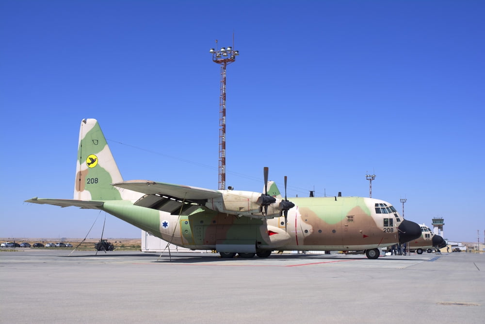 Israeli Air Force C-130 Karnaf on the ramp at Nevatim Air Force Base Canvas Art - Daniele FaccioliStocktrek Images (17 x 12)
