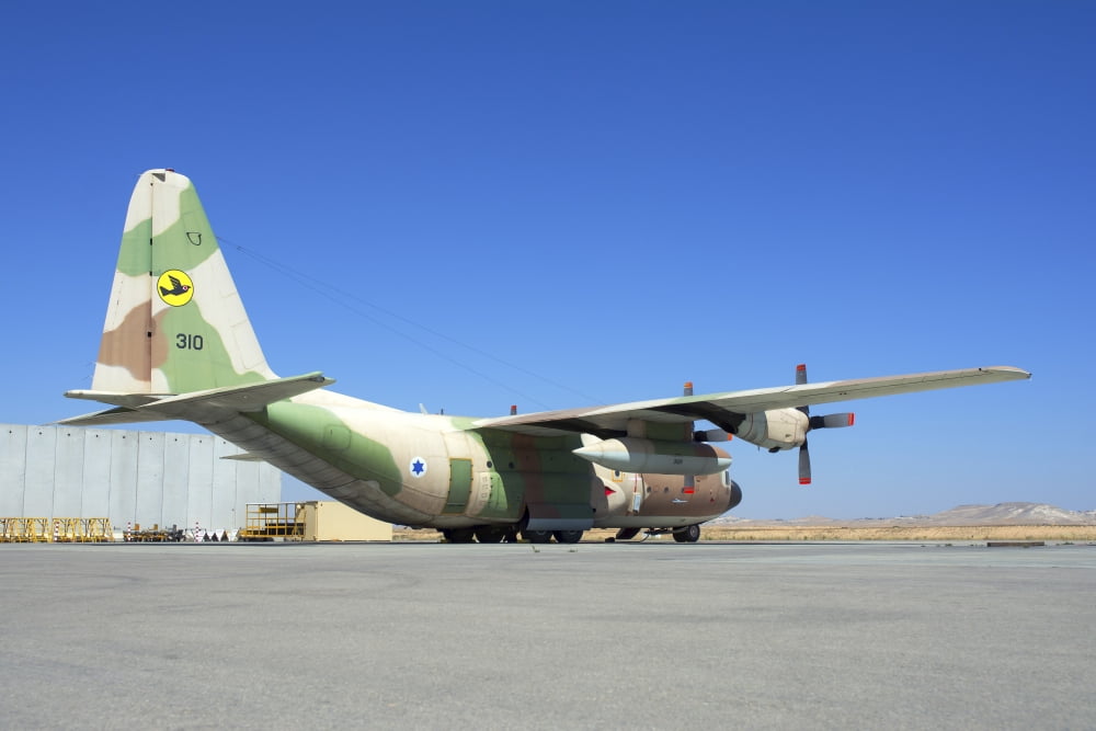 Israeli Air Force C-130 Karnaf on the ramp at Nevatim Air Force Base Canvas Art - Daniele FaccioliStocktrek Images (34 x 23)