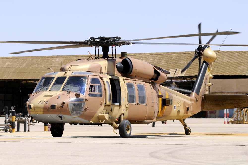 Israeli Air Force UH-60 Yanshuf on the ramp at Hatzerim Air Force Base Israel Canvas Art - Riccardo NiccoliStocktrek Images (34 x 23)