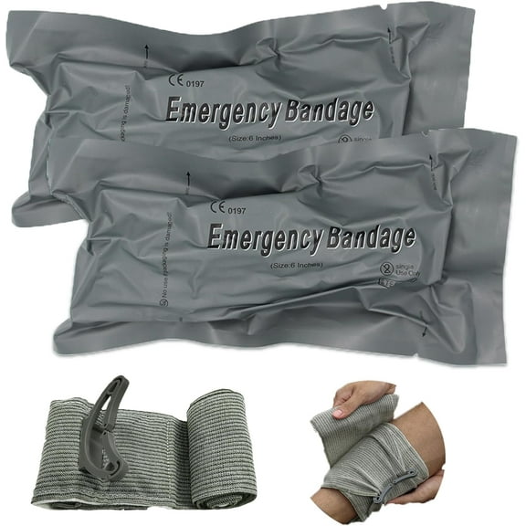 Israeli Bandage, Hemostatic Compression Bandage, Sterile Double Vacuum Seal, Emergency Pressure Trauma Dressing for Tactical First Aid Kits and Personal Emergency Supplies