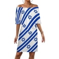 thumbnail image 1 of Israeli Blue Stars Women's Off The Shoulder Ruffles Summer Wedding Guest Loose Casual Party Beach Dress, 1 of 9