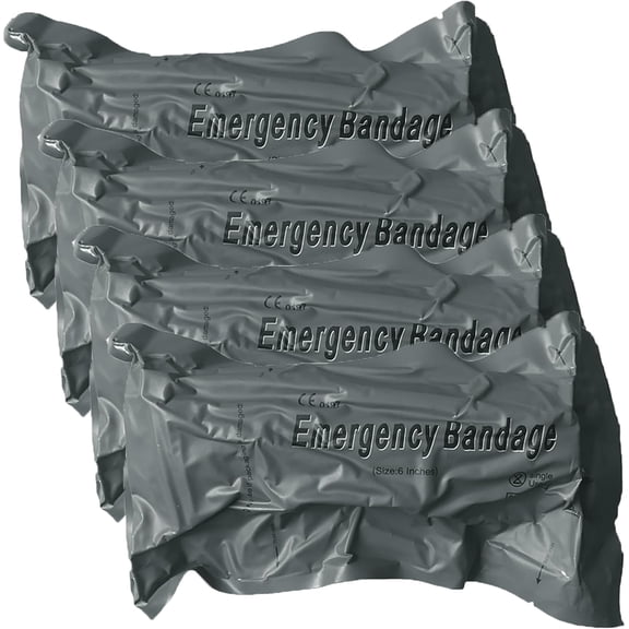Israeli Emergency Bandage, 6" 4Pack Compression Bandage, Trauma Wound Dressing, Sterile Vacuum Sealed Packaging for Bleeding Control, Medical Trauma Kit, Combat Tactical First Aid IFAK Supplies