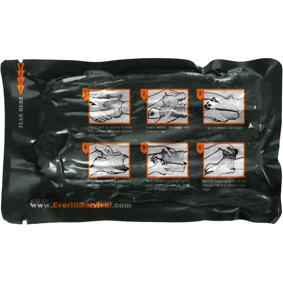 Israeli Emergency Bandage 6 Inch Compression Trauma Dressing Sterile Vacuum-Sealed for Bleeding Control First Aid Kit