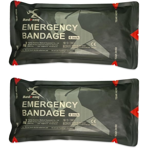 Israeli Emergency Bandage, Multifunctional First Aid Device Compression Trauma Dressing for Emergency Shooting Self Medical Trauma Kit (Two 6-inch)