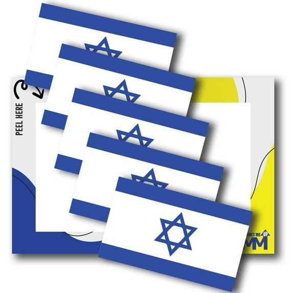 Israeli Flag Adhesive Decal Sticker, 5 Pack, 3x5 Inch, Adhesion to Car Window