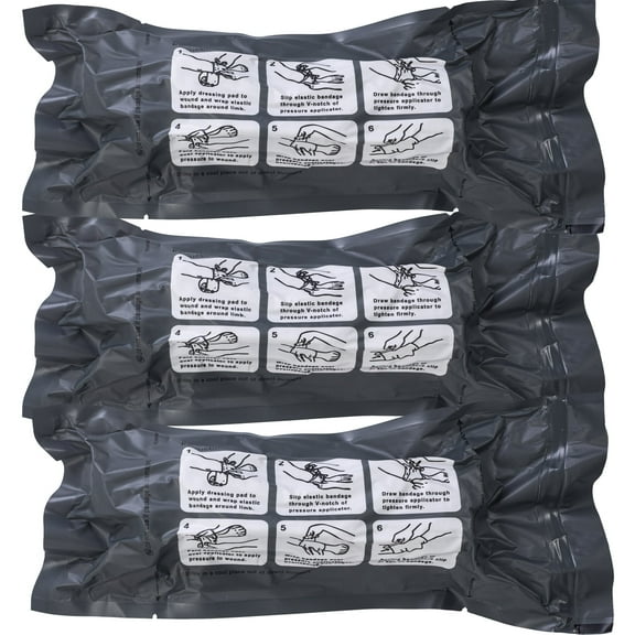 Israeli Style Emergency Bandage, 6" 3Pack Compression Bandage, Trauma Wound Dressing, Medical Sterile Vacuum Sealed, Trauma Kit, Tactical First Aid Kit IFAK Supplies .