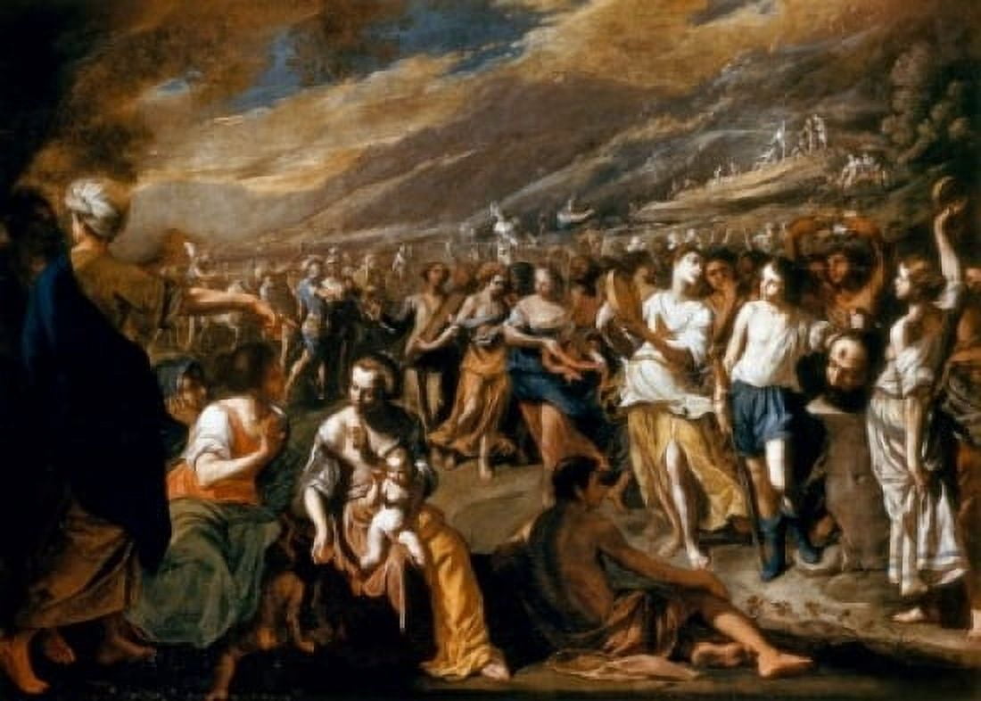 Israelites Celebrating The Cavallino Bernardo (1616-1656Italian) Canvas Art - Bernardo Cavallino (24 x 36)