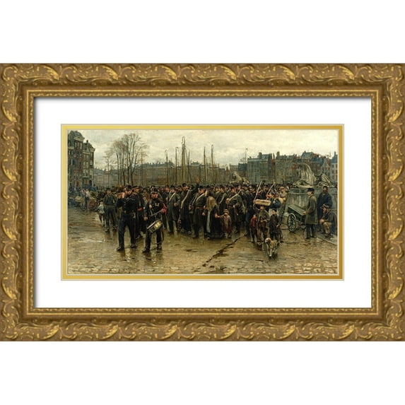 Israels, Isaac 24x15 Gold Ornate Wood Framed with Double Matting Museum Art Print Titled - Transport of colonial soldiers