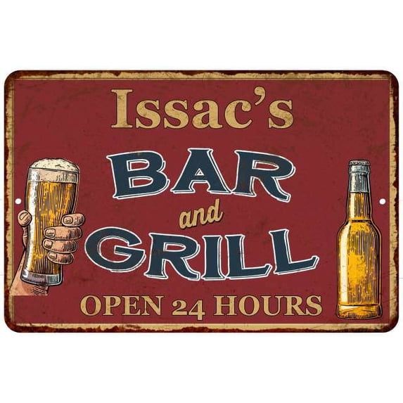 Issac's Red Bar and Grill Rustic Sign Decor 8x12 108120045280