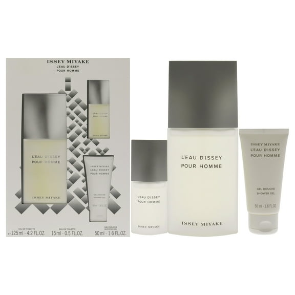 Issey Miyake Leau Dissey Pour Homme 3 Pc Gift Set - 4.2oz EDT Splash, 15ml EDT Spray, 1.6oz Shower Gel