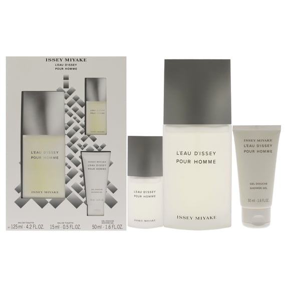 Issey Miyake Leau Dissey Pour Homme 3 Pc Gift Set - 4.2oz EDT Splash, 15ml EDT Spray, 1.6oz Shower Gel