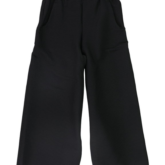 Issey Miyake Womens Ripple Casual Wide Leg Pants, Black, Juniors, 1