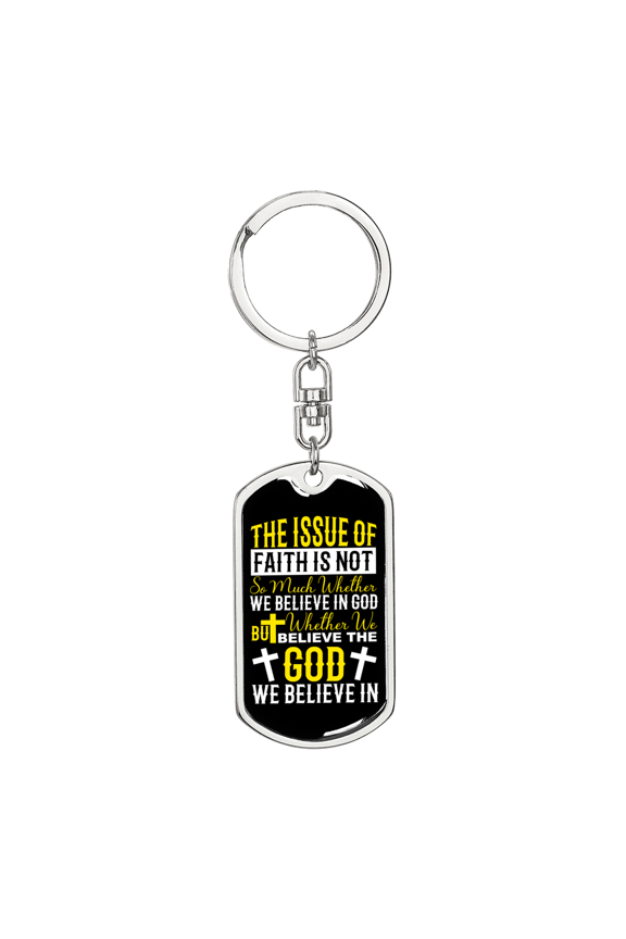 Issue Of Faith Stainless Steel or 18k Gold Premium Swivel Dog Tag Keychain