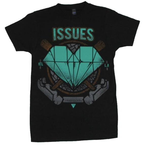 Issues Mens T-Shirt - "Tough Love" Distressed Diamond and Hammer Image (X-Small)