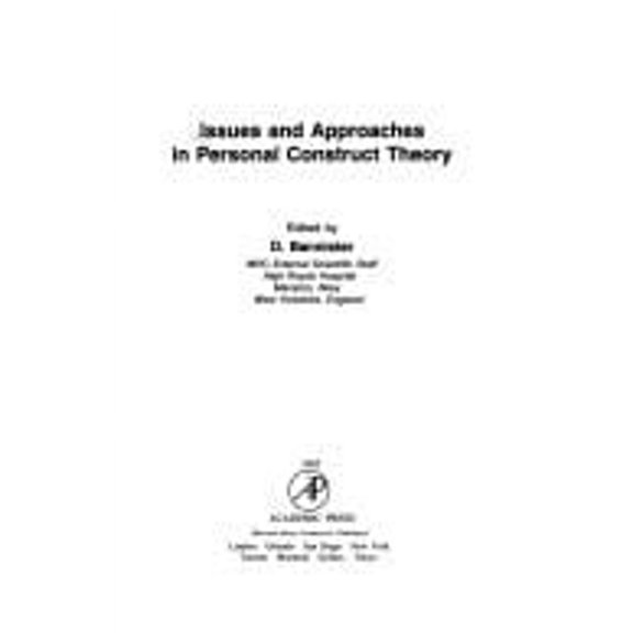 Pre-Owned Issues and Approaches in Personal Construct Theory (Hardcover) 9780120779802