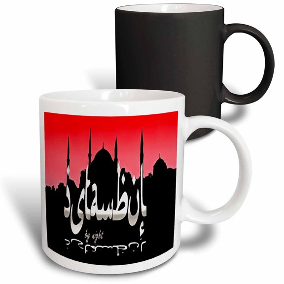 3drose, Istanbul Cityscape Skyline Silhouette Art, 11oz Magic Transforming Mug