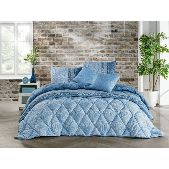Istanbul Collection Handmade Comforter Set - 5 Piece Set - Cotton Blend - Modern, Comforter, Matching Shams and Throw Pillows