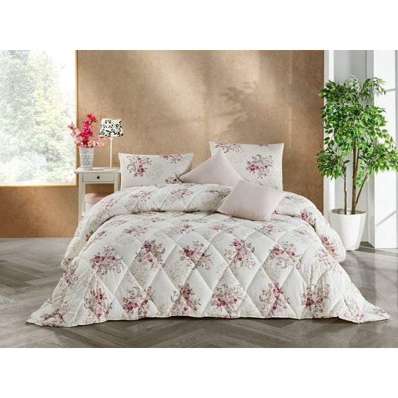 Istanbul Collection Handmade Comforter Set - 5 Piece Set - Cotton Blend - Modern, Comforter, Matching Shams and Throw Pillows