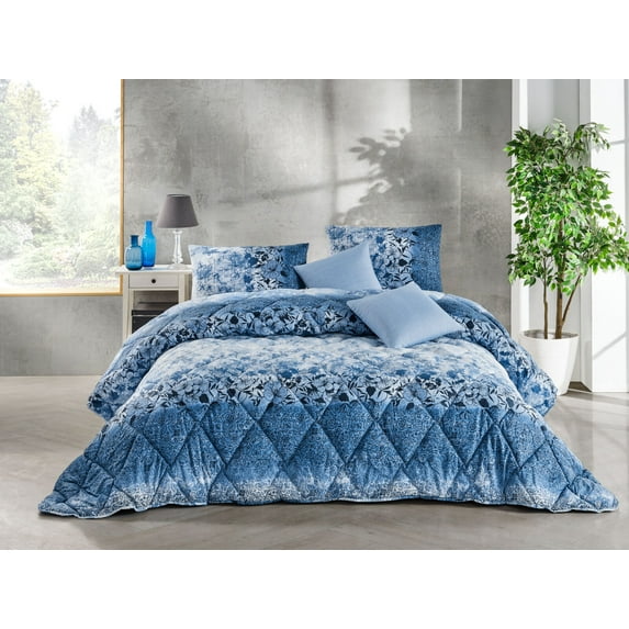 Istanbul Collection Handmade Comforter Set - 5 Piece Set - Cotton Blend - Modern, Comforter, Matching Shams and Throw Pillows