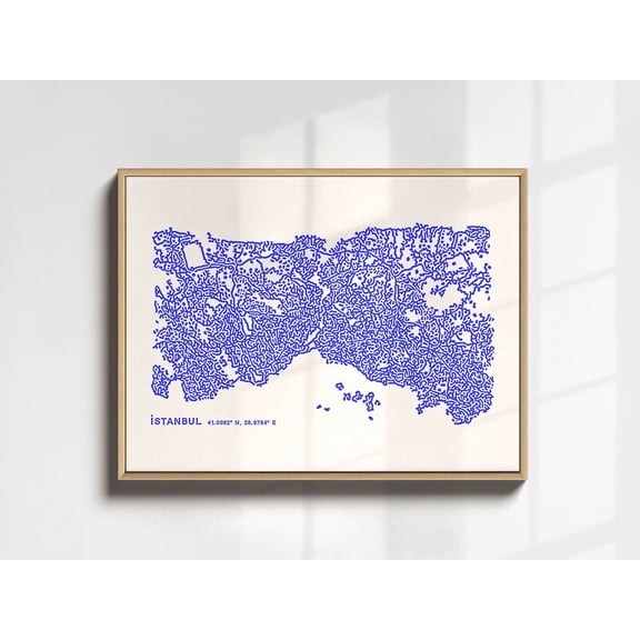 Istanbul Map Wall Art, Drawn Istanbul City Map Illustration Poster, Blue Abstract Istanbul Poster, Wall Art,, Unframed Poster Size 24x36